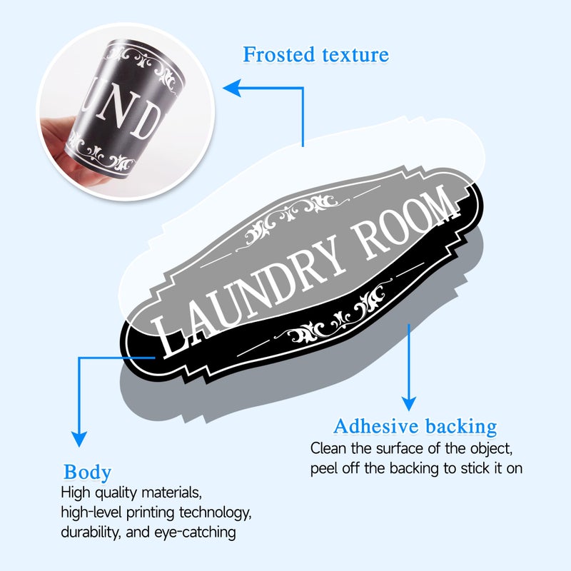 LUHIMO Laundry Room Door Sign for Business and Home,Self-adhesive Waterproof Cute Laundry Room Door Sticker Decals for House, Apartment, Hotel Laundromat Decor(Black) - Image 3